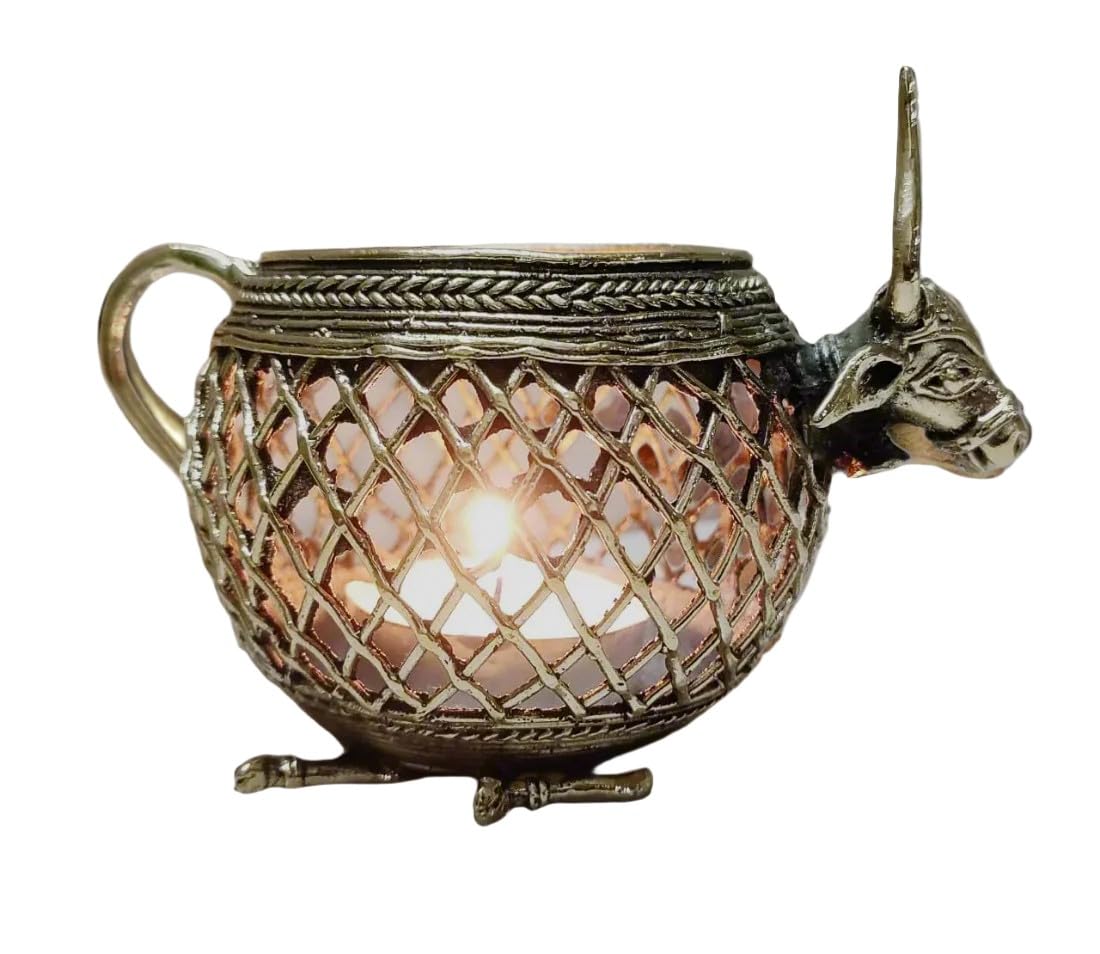 Brass Bull Shape Handmade dhokra Tea Light Holder/Pen Stand/Home décor/Gift Item